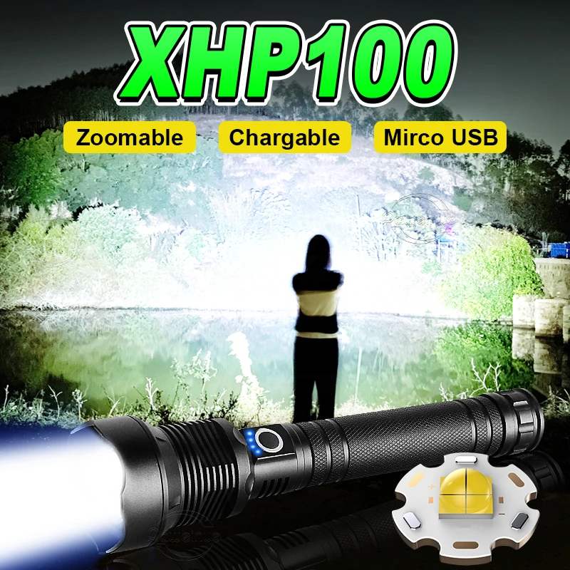 

Новый сверхмощный светодиодный фонарик XHP100 18650, перезаряжаемый фонарь XHP90 XHP70, тактические фонарики, фонарь для кемпинга