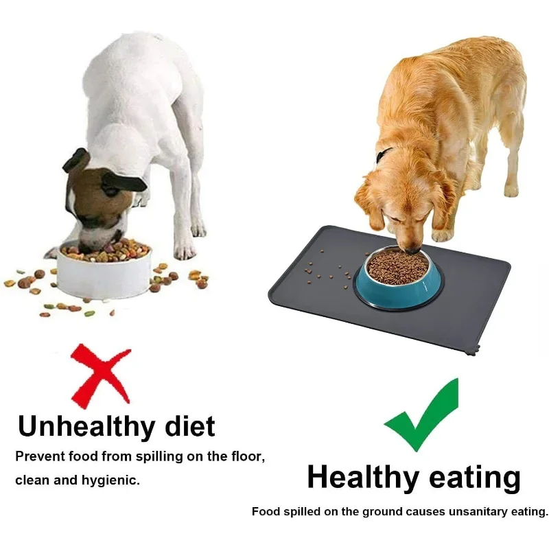 Pet Supplies Silicone Dog Bowl Mat with High Lips Non-Stick Waterproof Food Feeding Pad Puppy Feeder Tray Water Cushion Placemat 6