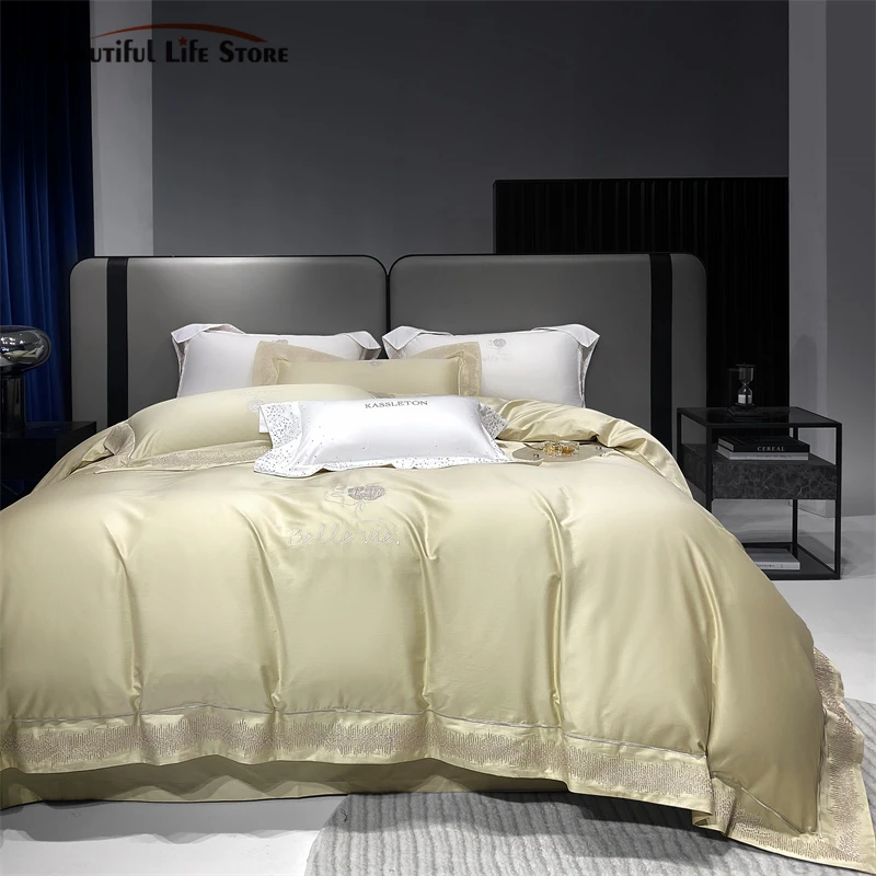Egyptian Cotton Tribute Silk Luxury Royal Bedding Satin Bed Sheet Set Pillowcases Bedding