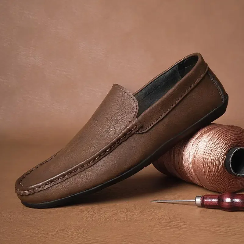 

Мокасины мужские из натуральной кожи, ленивые модные лоферы в Корейском стиле, лето 2022