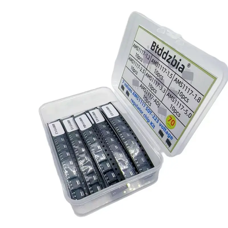 70PCS Voltage Regulator Kit AMS1117 SOT-223 AMS1117-3.3V AMS1117-ADJ AMS1117-5.0V AMS1117-2.5V AMS1117-1.8V AMS1117-1.5V 1.2V-5V image 3