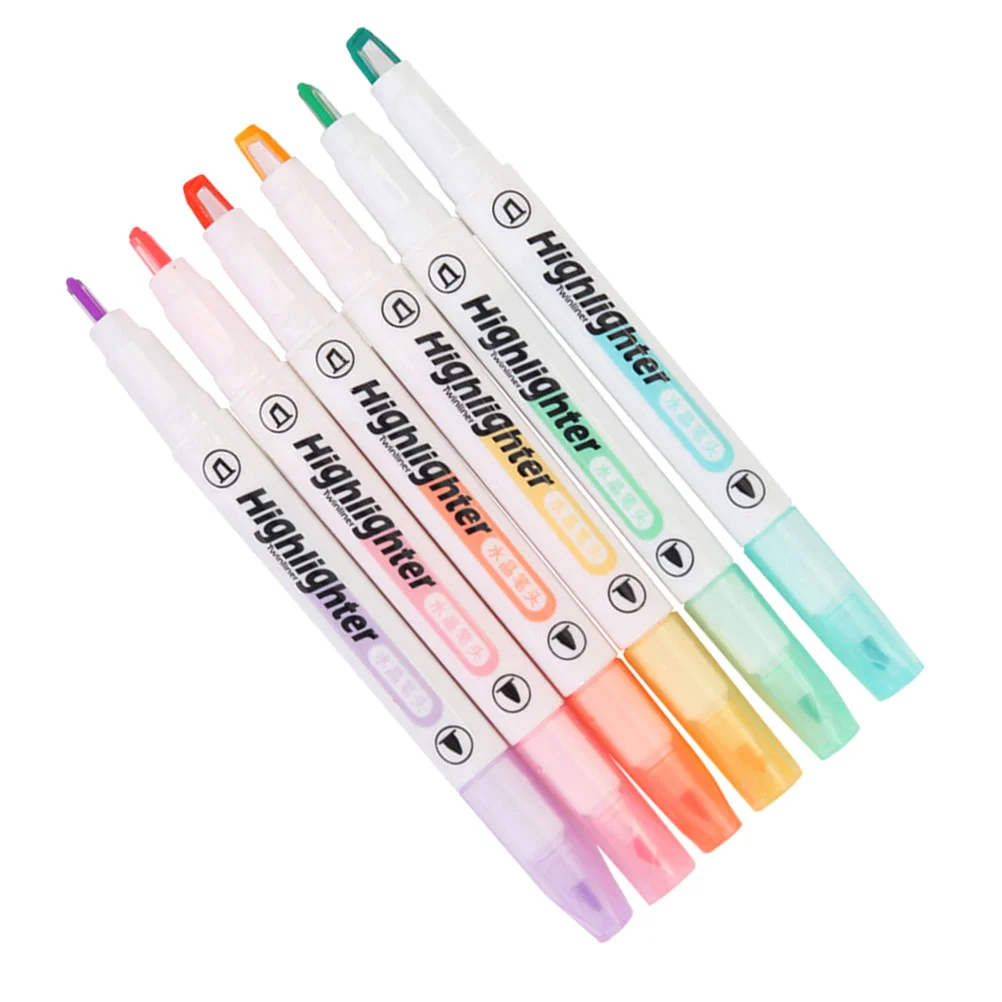 

6 Pcs Highlighter Pen Markers Highlighters Clear View Pens Double Ended Students Stationery Writing