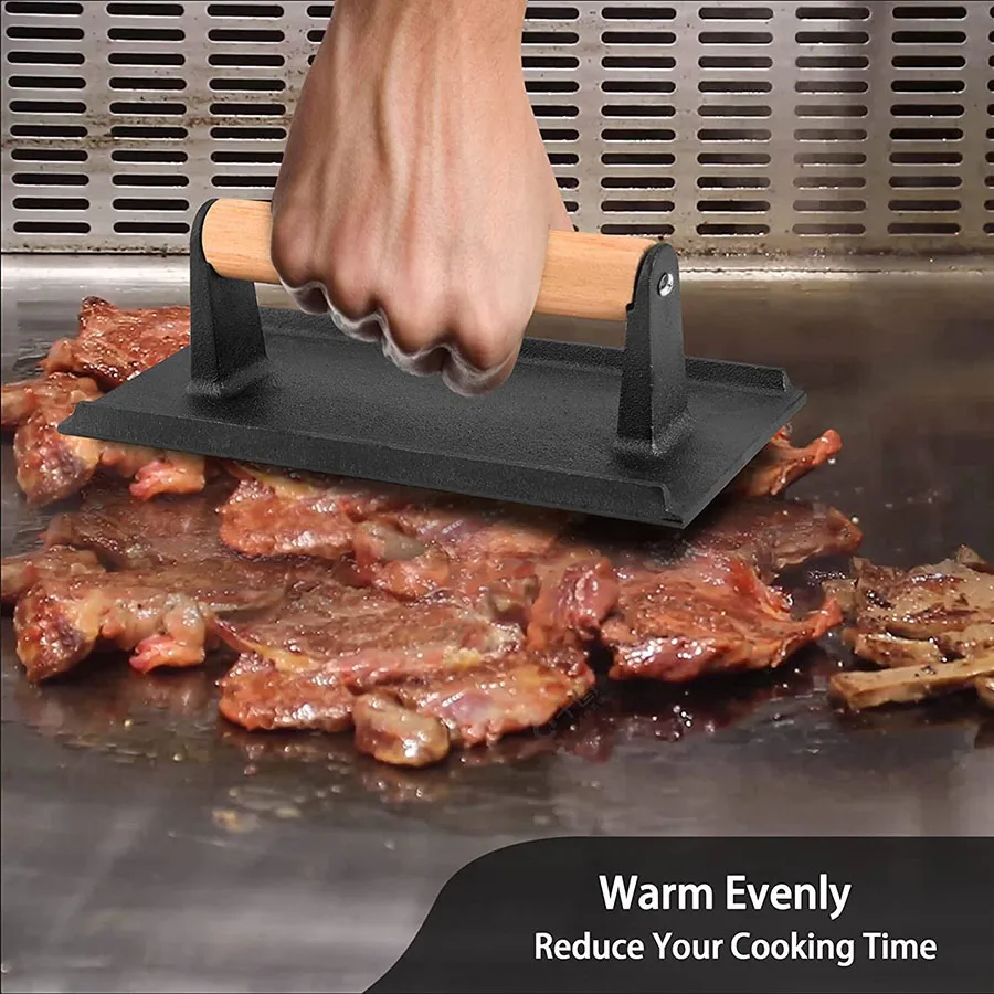 1PC cast iron pressure plate uncoated iron plate barbecue fried squid barbecue outdoor picnic cast pressure tool