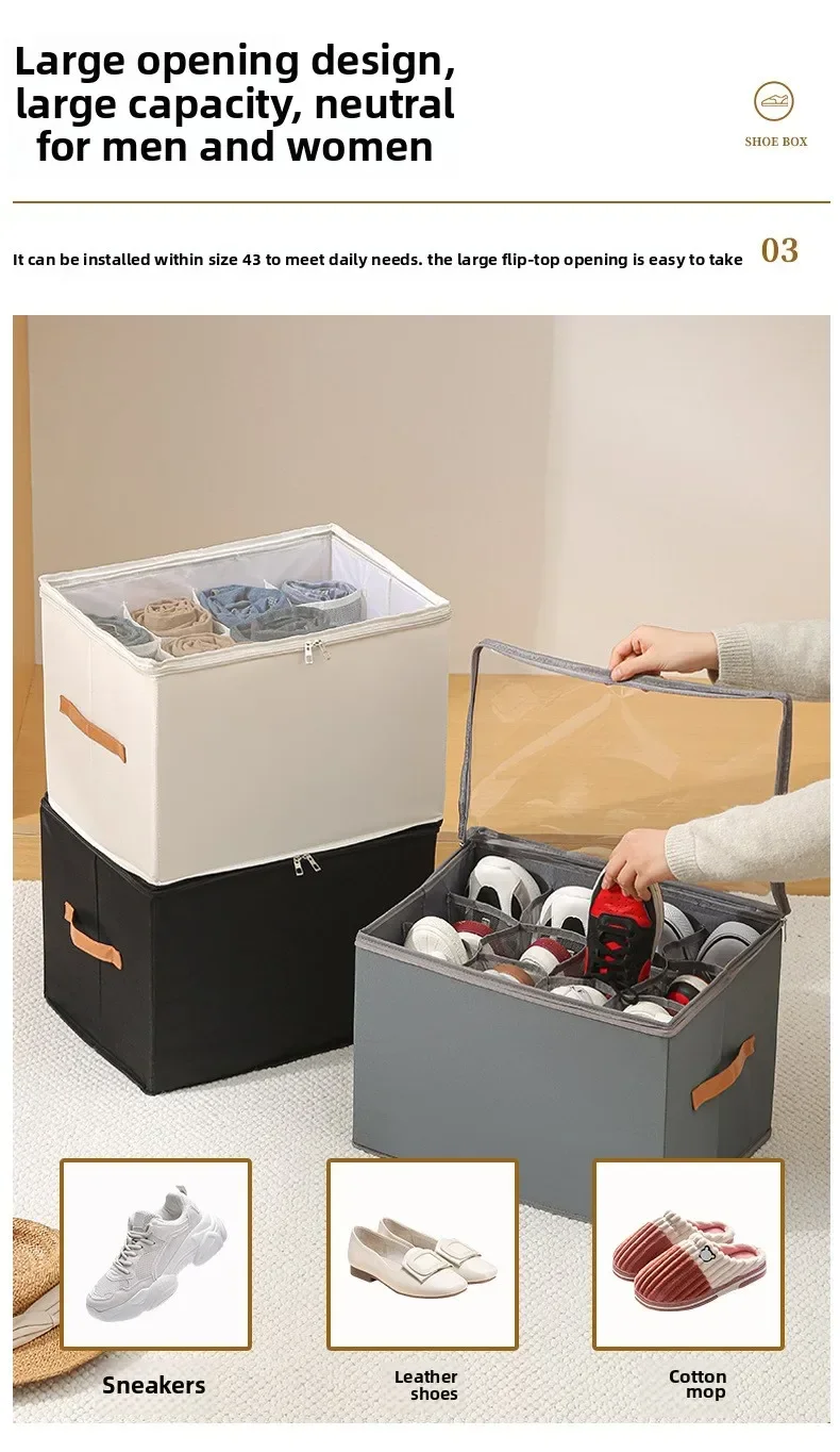 Faltbare Stoff-schuhaufbewahrungsbox Mit Staubschutzabdeckung_voghion.com