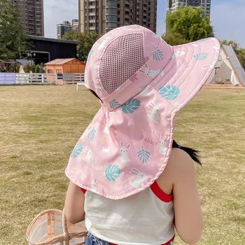 어린이 태양 모자, UPF 50 + 와이드 브림 태양 메쉬 보호 모자 소년과 소녀, 조정 가능한 턱과 rolable 디자인 비치 모자