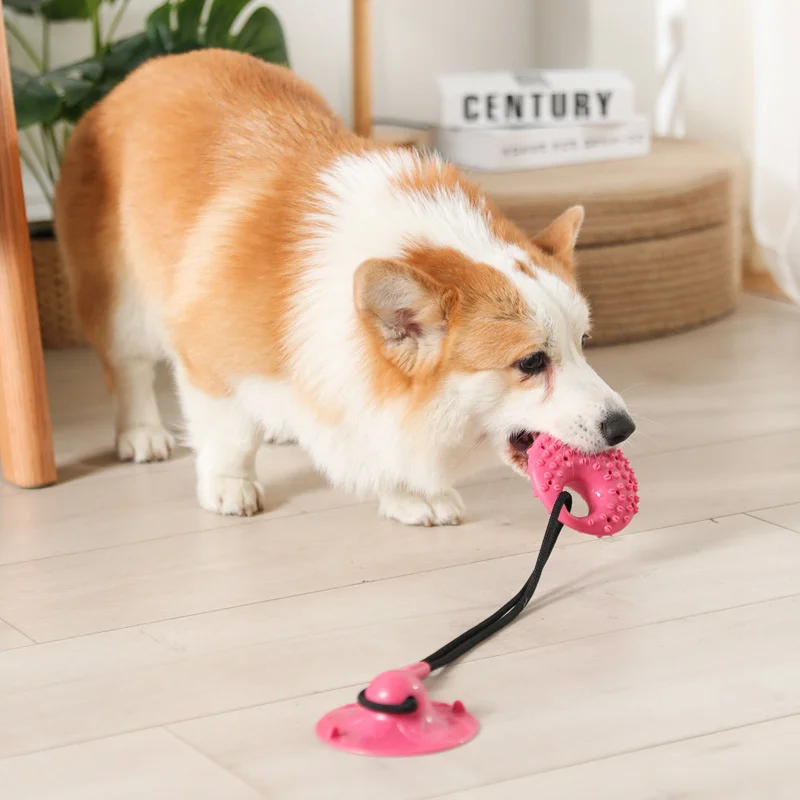 

Dog Toys Silicon Suction Cup Tug Interactive Dog Ball Toy for Pet Chew Bite Tooth Cleaning Toothbrush Feeding Pet Supplies