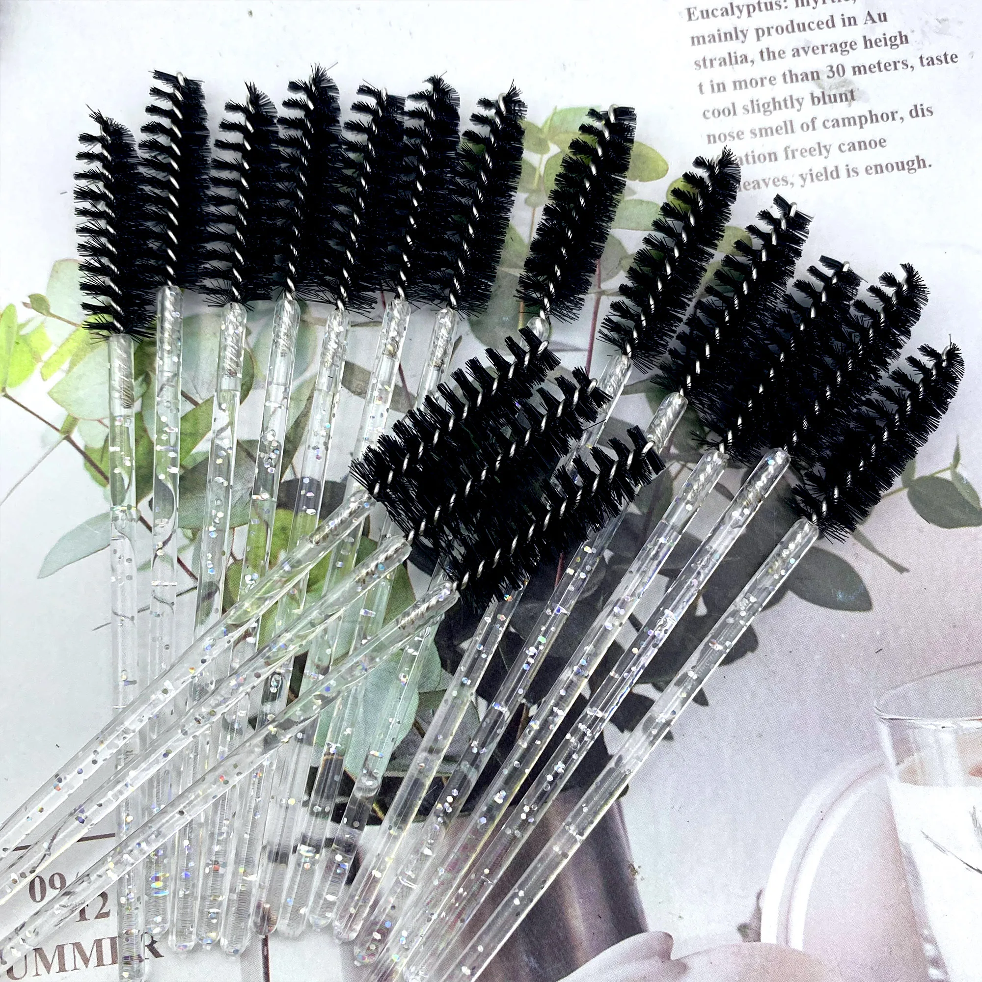 Zanse 300pcs Disposable Mascara Wands Eyelash Brush Spoolies for Eye Lash Extension, Eyebrow and Makeup Crystal Makeup Tool 3