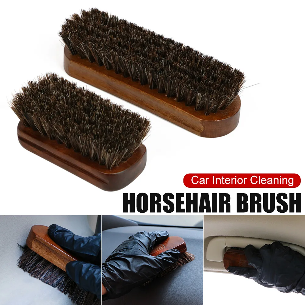

NEW Shine Polishing Brush Auto Wash Horsehair Leather Textile Cleaning Brush For Car Interior Furniture Apparel Bag