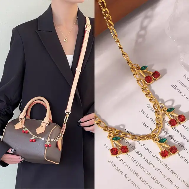 Cute red bag with cherry, fashionable