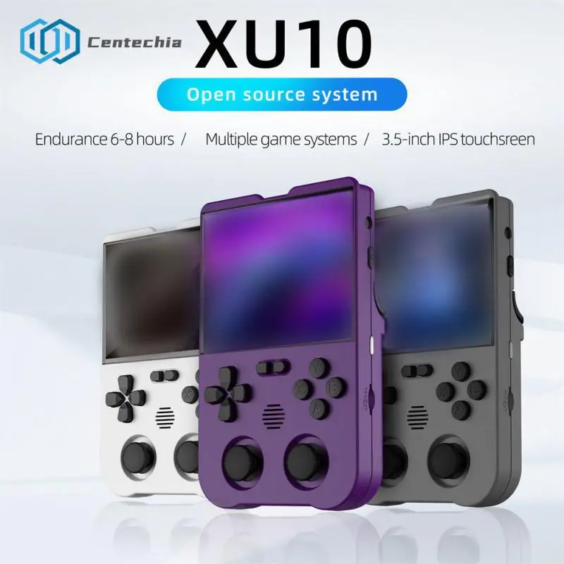 

New XU10 3D Game 64bit LINUX RK3326S 3.5inch IPS Handheld 3D Classic Game Console For FC Mini Retro Dual Joystick Gift With Bag