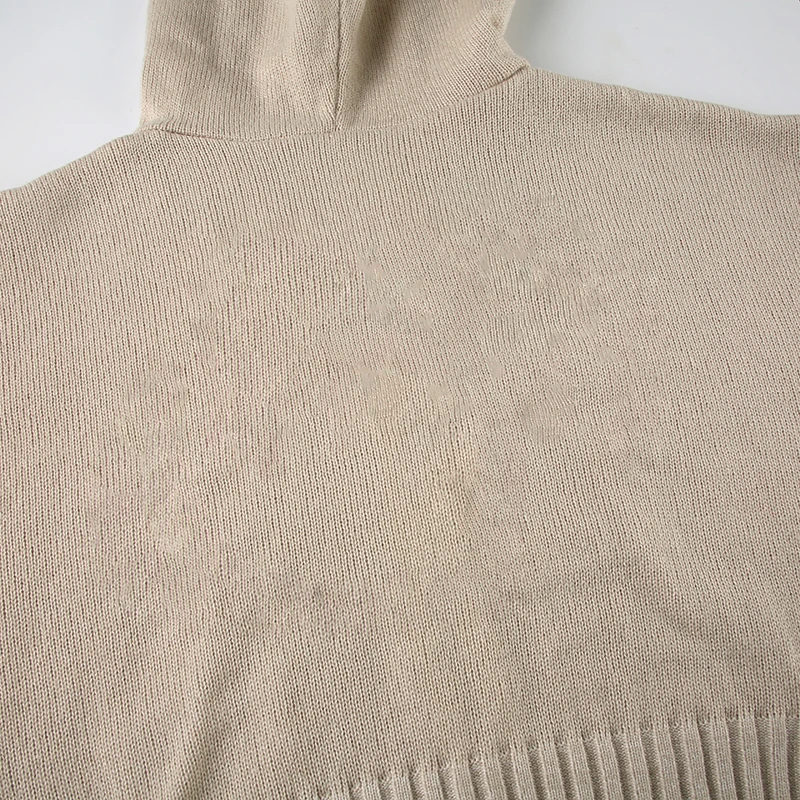 Solid Knitter Women¡¯s Sweater Cardigan Zip Up Hooded Long Sleeve Retro Simple Harajuku Cropped Coat Casual Fashion