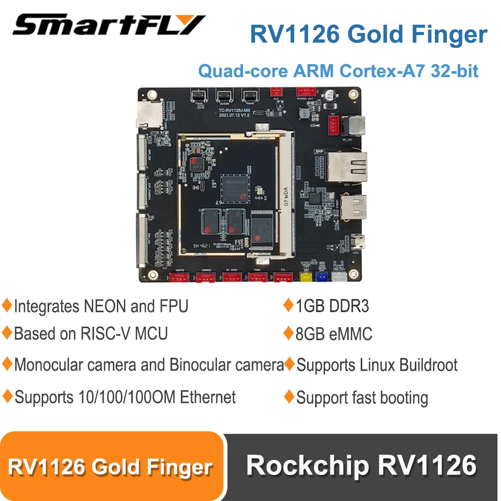 Smartfly Rockchip RV1126/ RV1109 złoty palec zestawy rozwojowe  czterordzeniowy procesor ARM Cortex A7 32 bit 1GB + 8GB obsługuje Linux  Buildroot| | - AliExpress