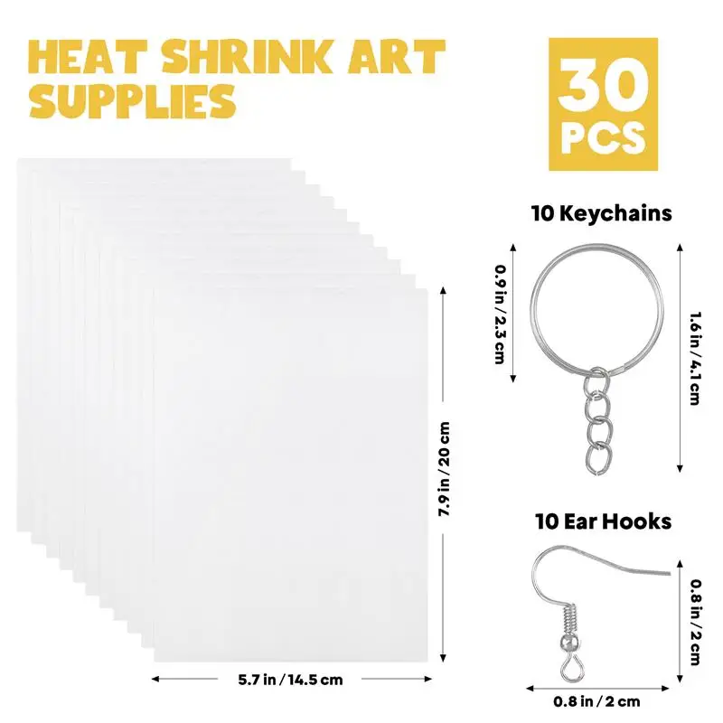 DIY Shrink Film Kit for Jewelry & Keychains - Heat Shrink Plastic Sheets & Paper Set