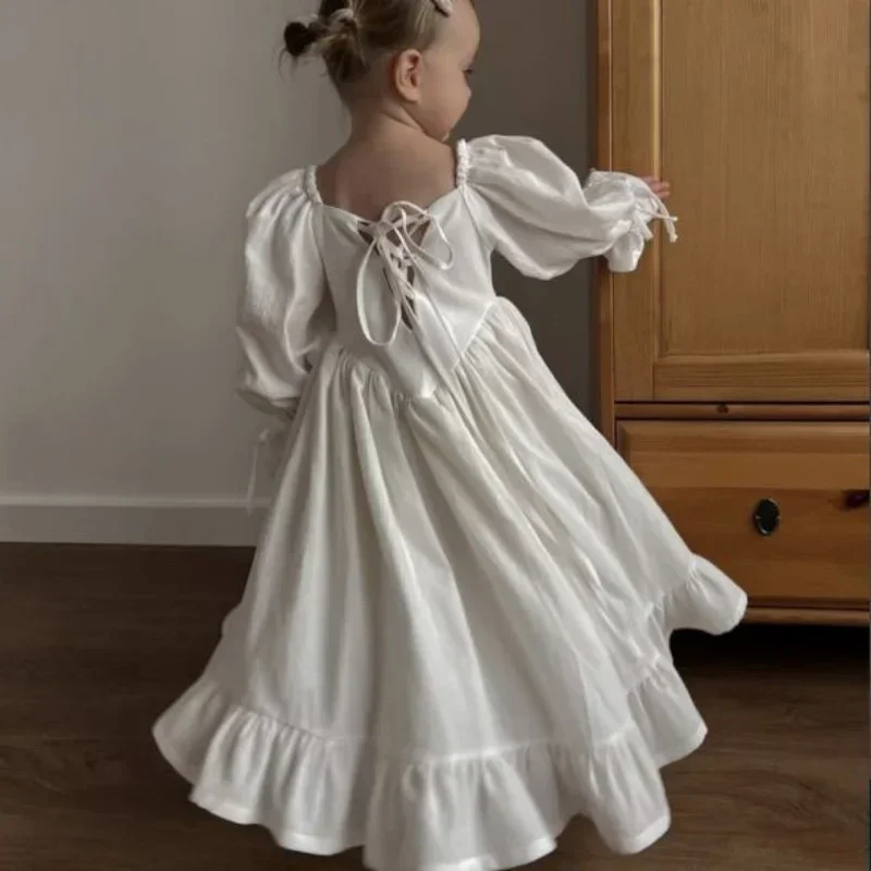 Girls Dress 2023 Spring and Autumn Cotton and Linen Lolita Dress Palace Styles Princess Casual Simple Fashionable Sweet Dress - 2