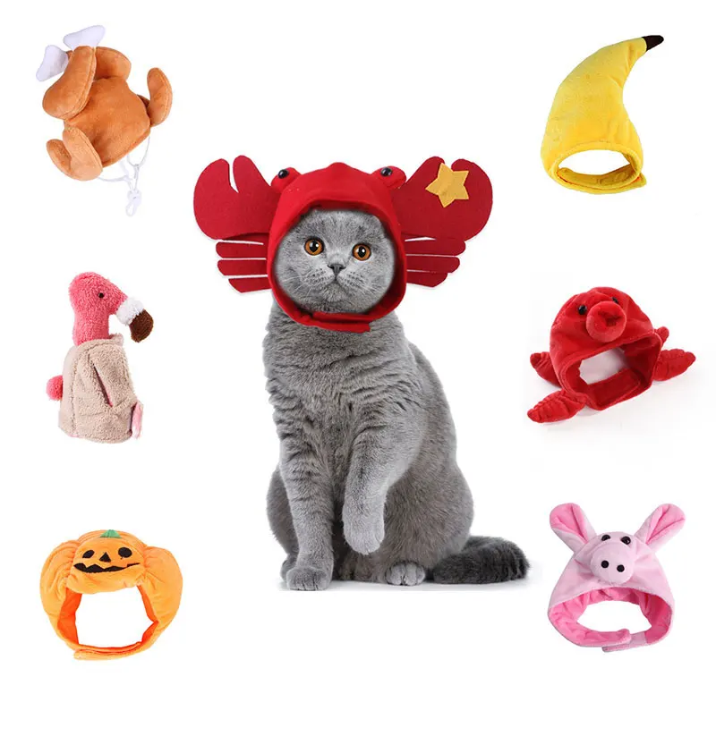 Christmas Festival Pet Hat for Cats Animal Shape Personalized Costume Small Dog Accessories Winter Warm Headwear Kitten Cap