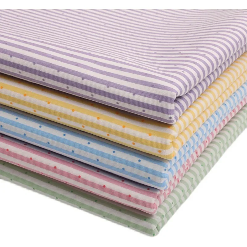 100 Cotton Striped Fabric Per Meter for Sewing Dresses Pants Shirts Tabelcloth Handmade Diy Spotted Comfortable Blue Purple Pink 2