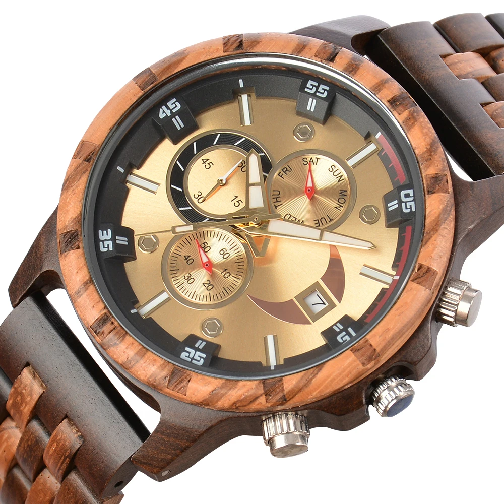 Men's Fashion Wooden Quartz Wristwatch - Personalized Anniversary Gift