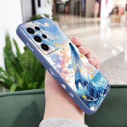 Vibrant Whale Design Phone Case - Galaxy S22 (Light Blue)