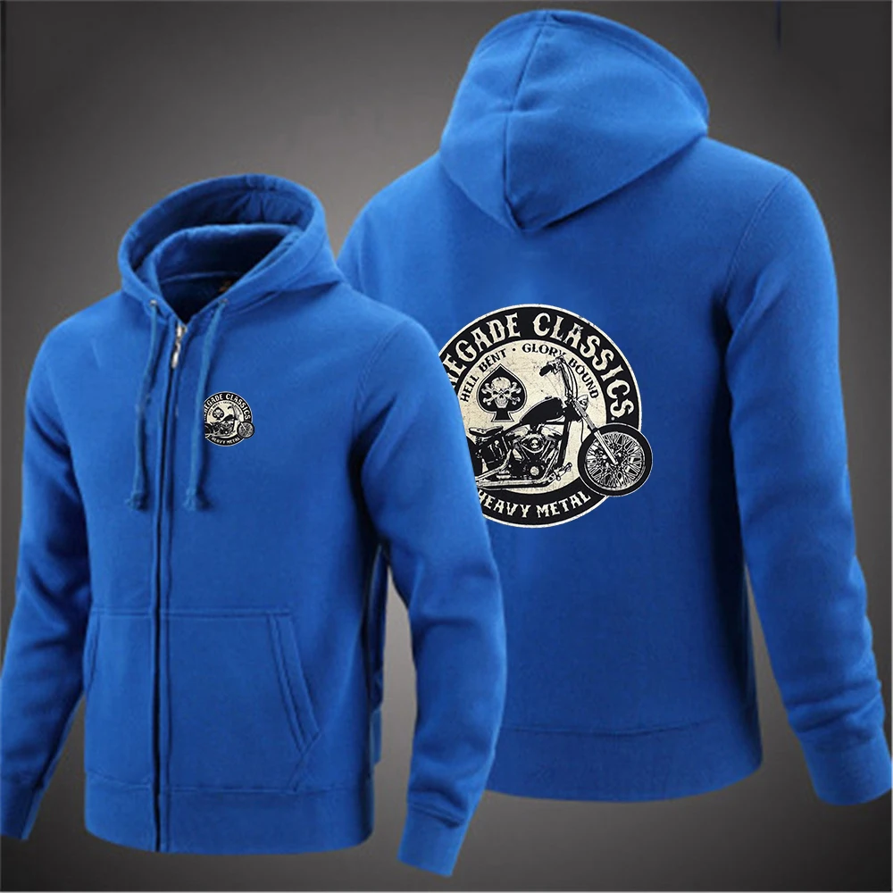 Men Solid Color Zipper Pullover Long Sleeved Hoodie