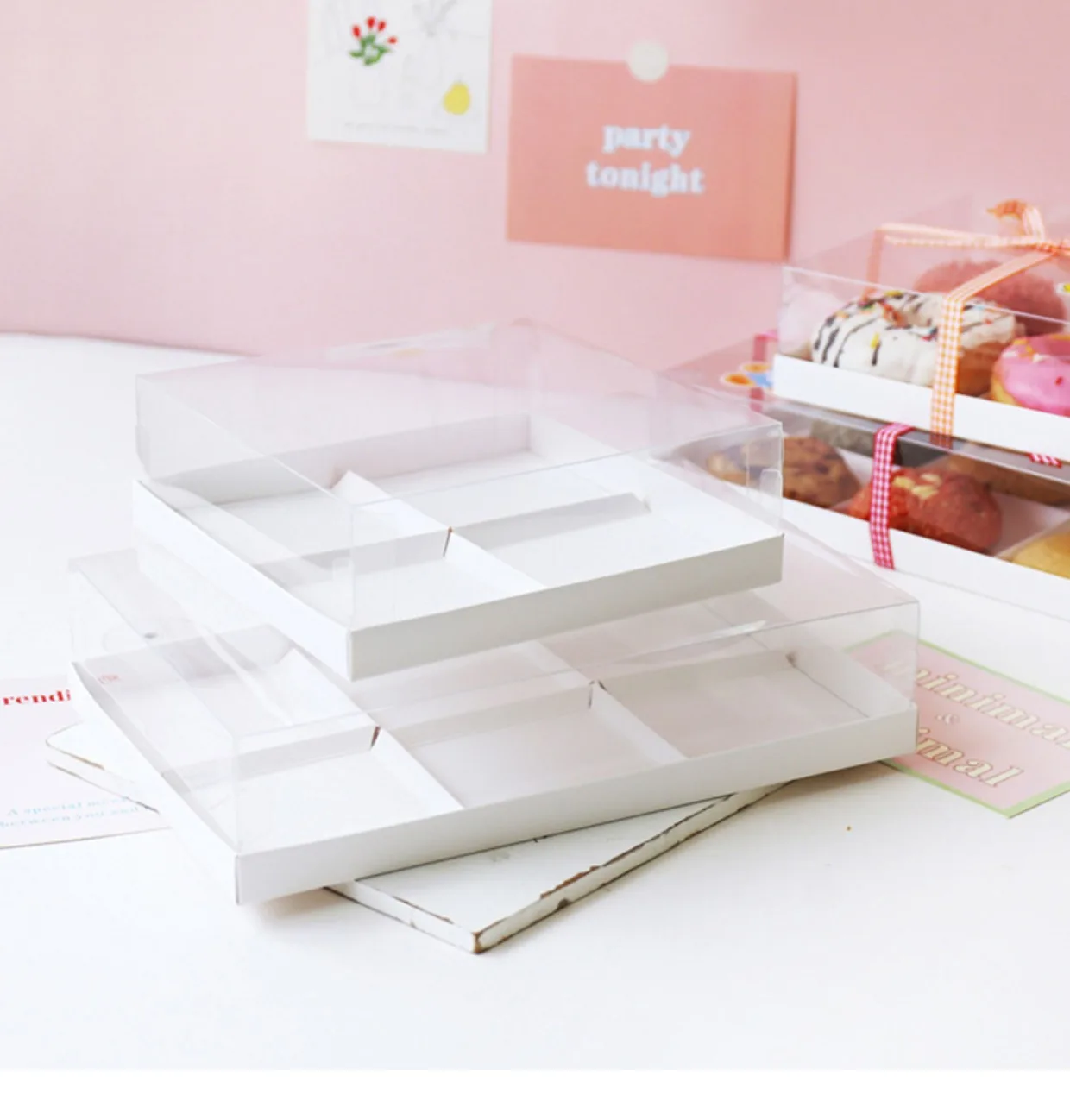 Transparent Pastry Cake Box 4/6 Inch 2/4/6 Pack Clear Dessert Packaging Container for B... - SKU TPCB0948 - UGI Packaging