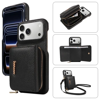 Crossbody PU Leather Phone Case for IPhone17 16 15 14 13 12 11pro Max Plus Mini Air 16e with Stand & Card Slots Wallet Cover 1