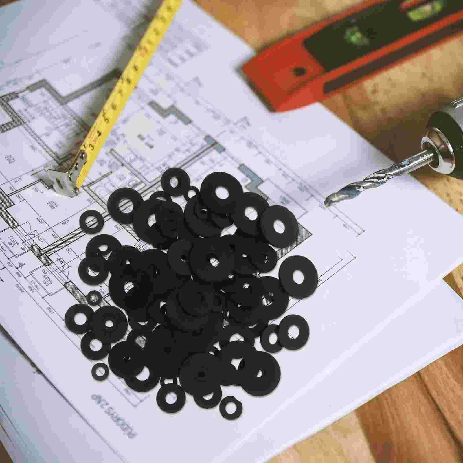 120 Pcs Rubber Gasket Washers for Home Thick Bolts Abrasion Resistant Grommet Black Damping