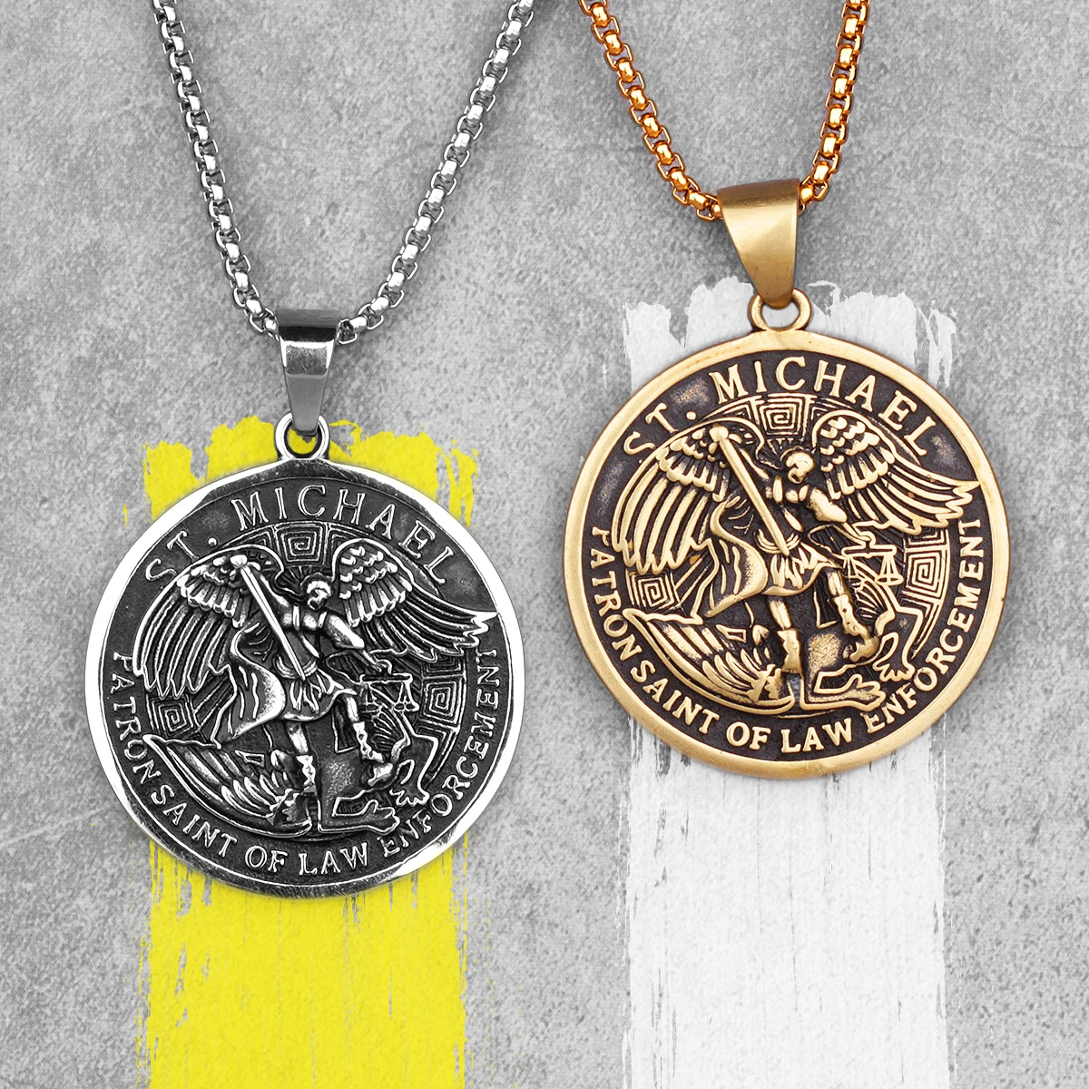 Arcángel St.Michael Guardian collar de acero inoxidable para hombre, cadena  con colgantes, joyería masculina, regalo creativo, venta al por  mayor|Collares colgantes| - AliExpress