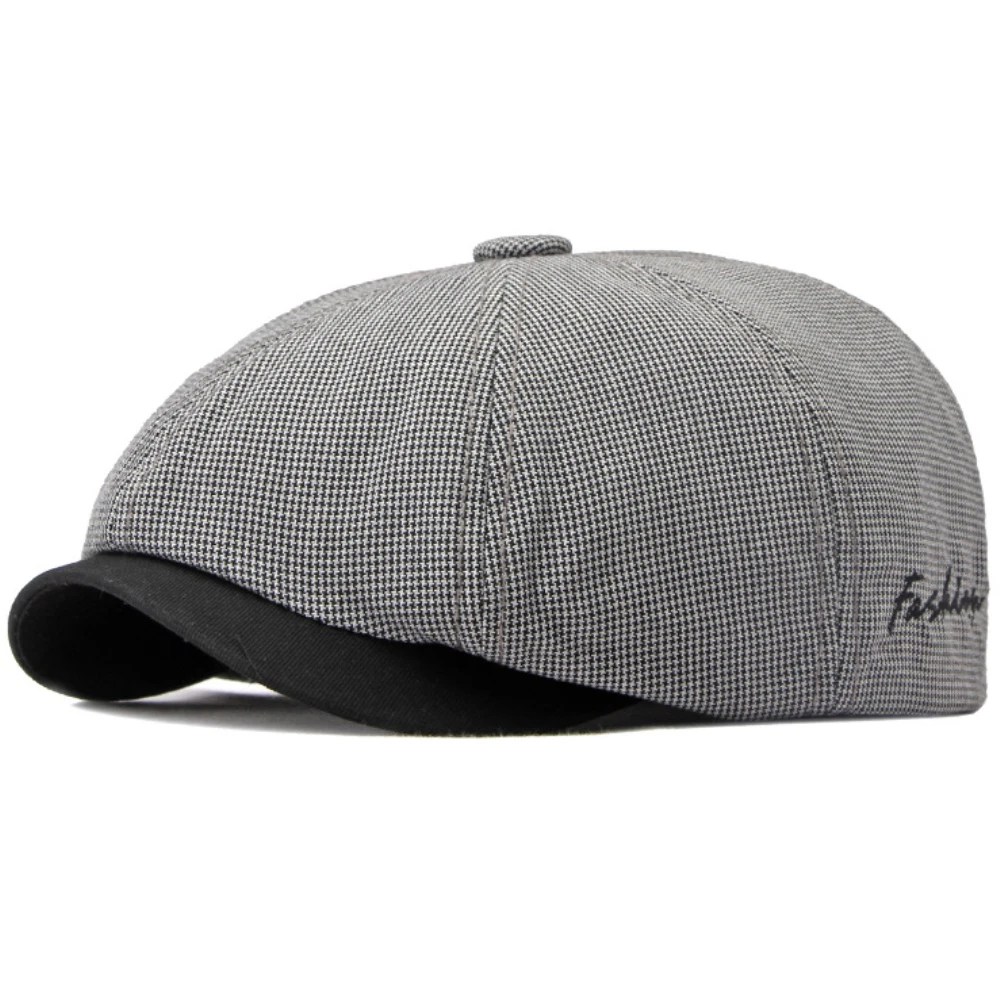 Beret Hat Woolen Beret HT4168 Berets Spring Summer For Men Women Artist Painter Octagonal Flat Cap Plaid