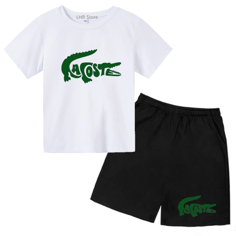 

Summer brand Print Children Round Neck T-shirt+Shorts set Boys Girls age 3-12 Short Sleeve Casual Tshirt