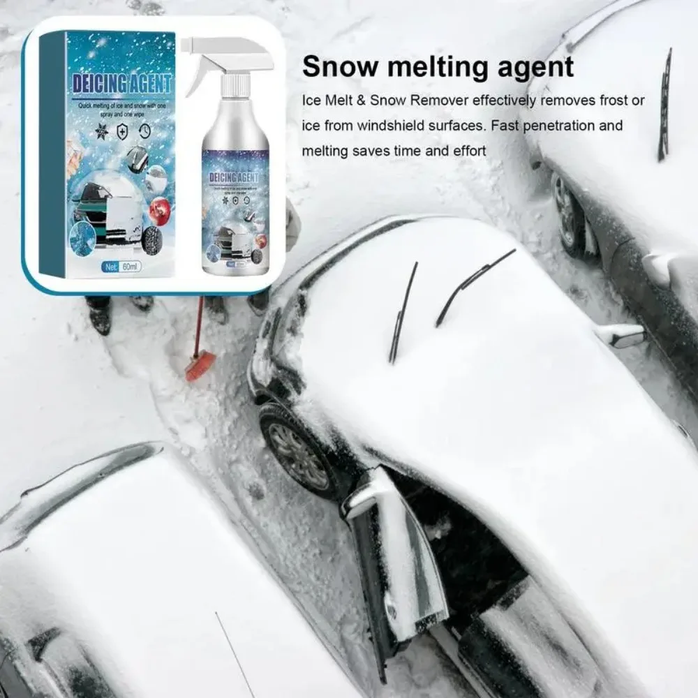 60ML Ice Remover Spray Universal Car Snow Melt Spray Deicing Agent Ice Defrosting Antisnow Agent Car Windshield Deicer Defroster