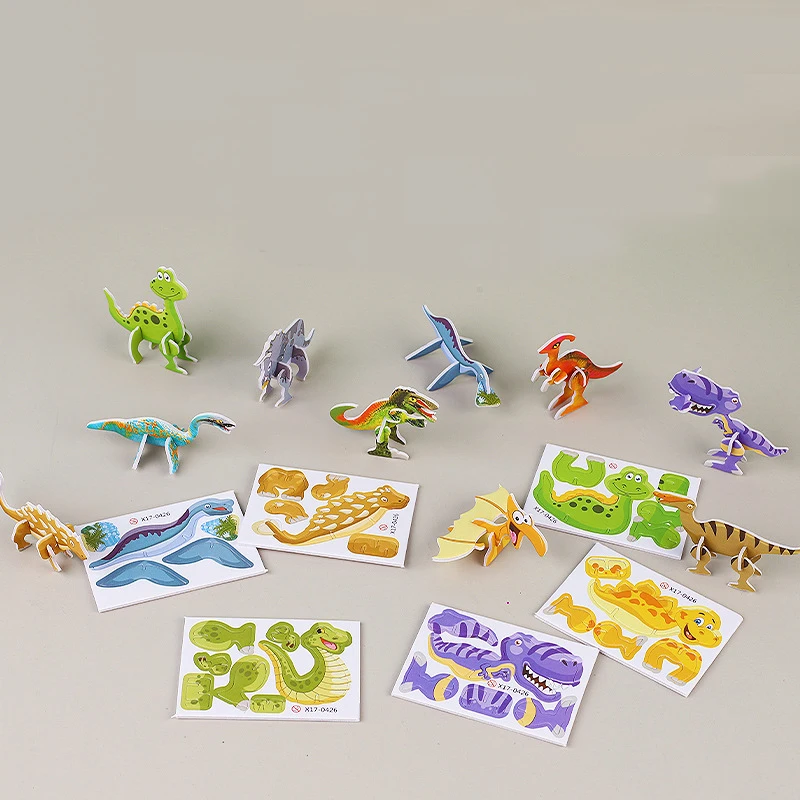 30 szt. Papieru 3D z dinozaurami na przyjęcie puzzle zabawki dla dzieci upominek imprezowy urodzinowe w klasie kuferek na skarby wypełnienie pinaty nagrody
