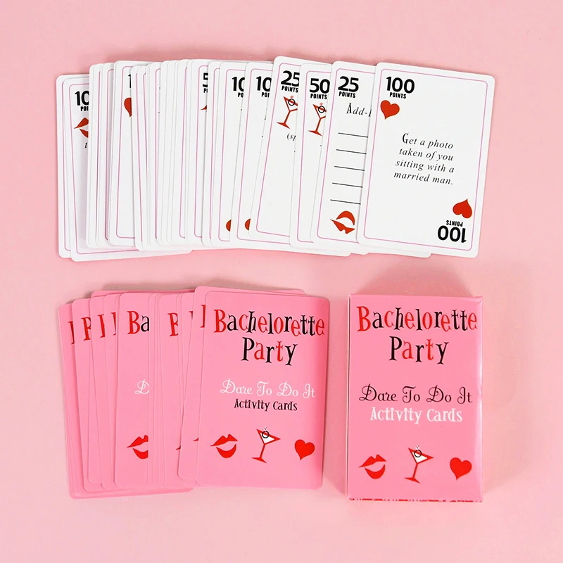 52Pcs Bachelorette Party Dare Card Funny Game Card Girl Hen Night Party Bar Supplies Wedding Bridal Shower Gift Decoration Favor