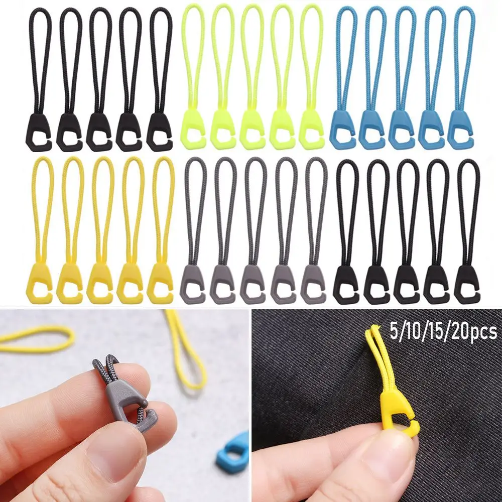 5/10/15/20pcs 여행 가방 텐트 배낭 야외 지퍼 풀러 교체 지퍼 풀 코드 로프 풀러 끝 잠금 지퍼
