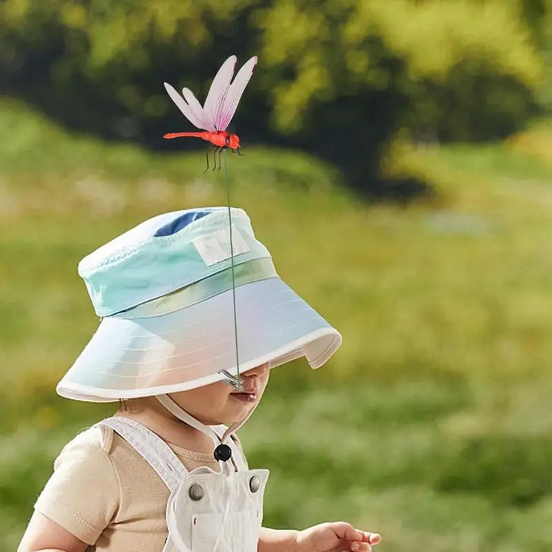 12Pcs Dragonfly Hat Clip Realistic Decoys Simulation Garden Stake Decorate Outdoor Realistic Outdoor 3D Decorative Clips