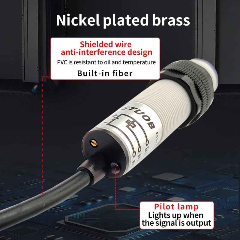 M18 diffuse Type Infrared Photoelectric Sensor Switch 10-30cm Adjustable Sensing Detect Distance plastic Shell NPN/PNP，3/4-WIRE
