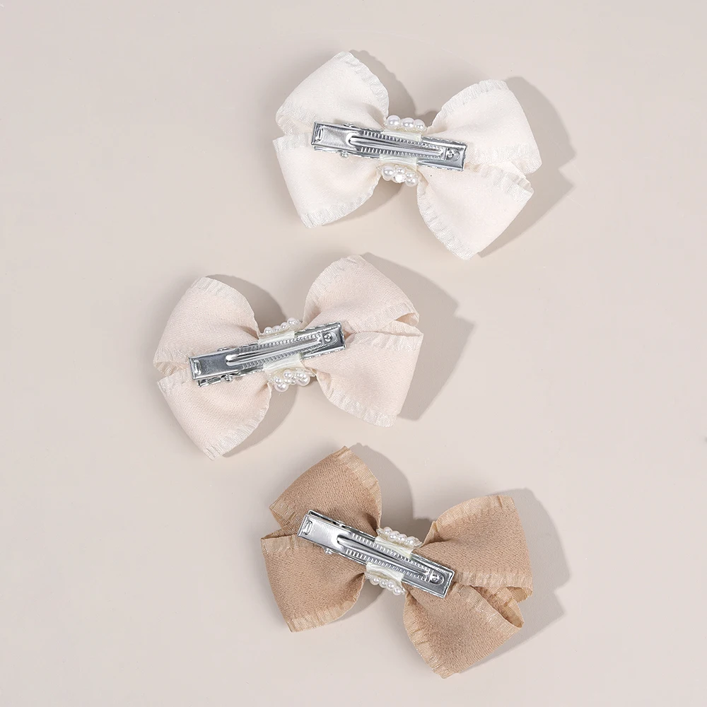 2Pcs Trendy Pleate Hair Clips Sweet Pearls Hairpins Light Color Barrette For Girls Children Korean Headdress Accessories 3