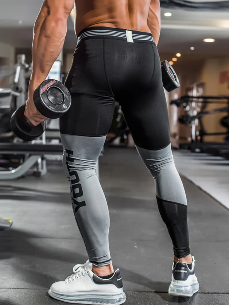 Pantalones de compresión para correr para Hombre, mallas deportivas  ajustadas, tejido de empalme, pantalones de entrenamiento para Fitness