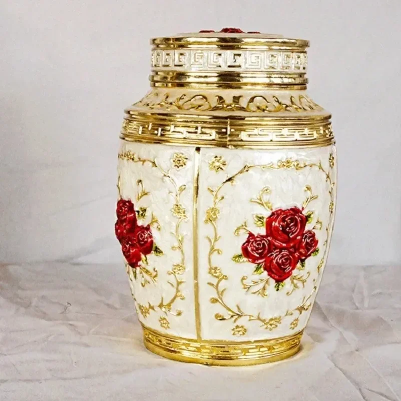 Cremation Urn Pet Memorial Keepsake Container for Ashes Tea Canister Coffin Box for Human Ashes Metal Cremation Animal Urn Funeral Home Decor