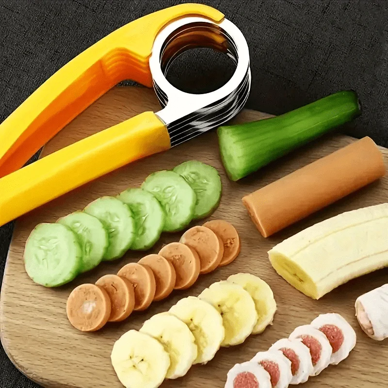 1pc Stainless Steel Manual Slicer - Food-Safe, Easy-to-Use, Round Blade for Bananas, Cucumbers & More - Durable Kitchenware