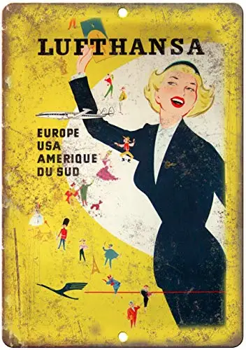 

Lufthansa Europe Travel Metal Tin Sign Decor Kitchen Garage Dining Room Sign 8x12 Inch