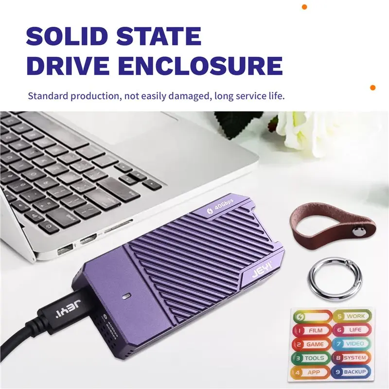 【기념일 세일】JEYI M. 2 Nvme SSD 인클로저 40Gbps USB4.0 알루미늄 케이스 M. 2용 USB Type-C 4.0 솔리드 스테이트 드라이브(Thun용)