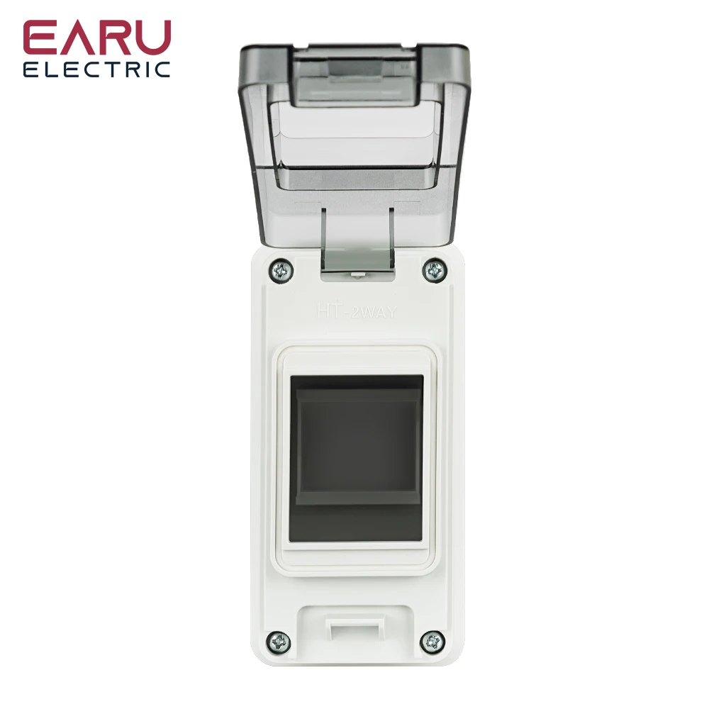 Earu HT-2 Plastic Waterproof IP65 Outdoor Panel Mount Junction Distribution Box with MCB DPN DZ47 Circuit Breaker Combination - Image 6