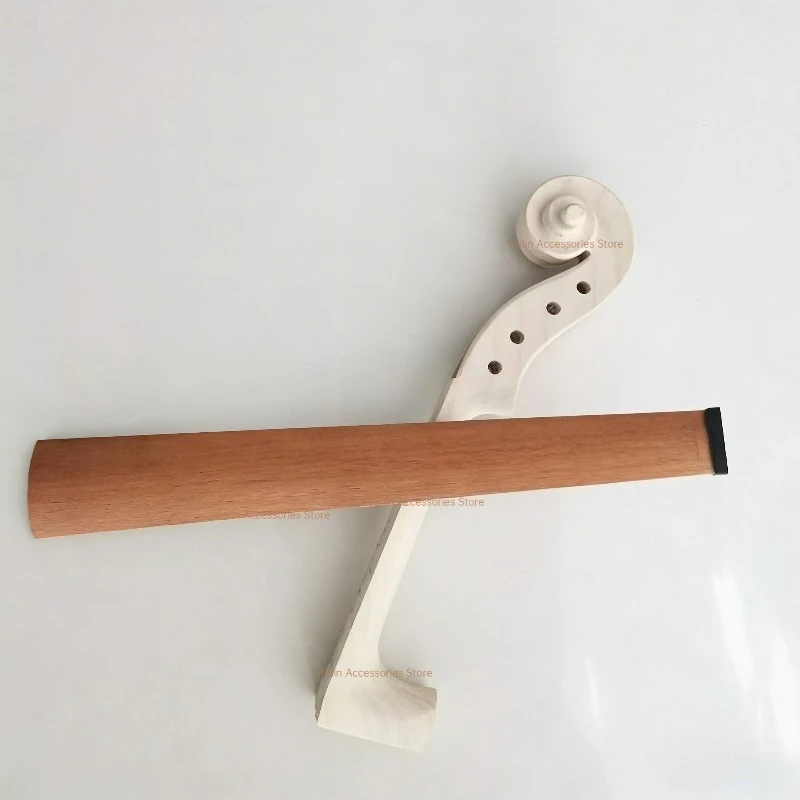 Unfinished 4/4 3/4 1/2 1/8 Violin White Neck Head+ Natural Ebony Fingerboard Violin Parts Unvarnished