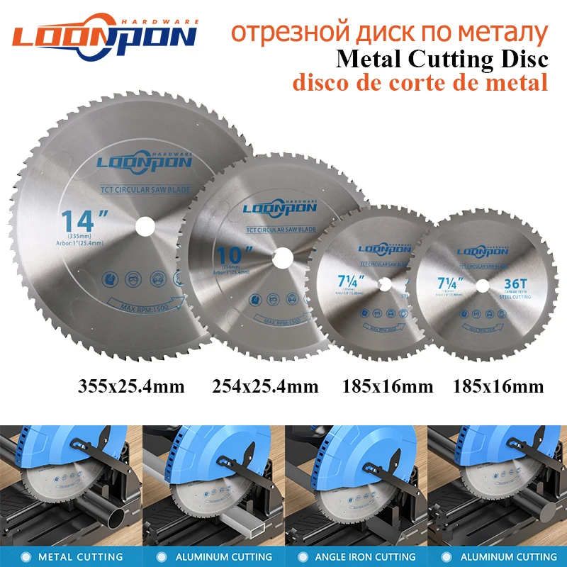 

Loonpon Metal Cutting Blade Carbide Circular Saw Blade For Steel Iron Aluminum Metal 185/254/355mm Cutting Disc Blade Blades