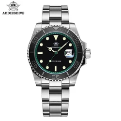 ADDIESDIVE Quartz Steel Watches AD2040 BGW9 Super Luminous 316L Stainless Steel 200M WaterproofMen's Watch