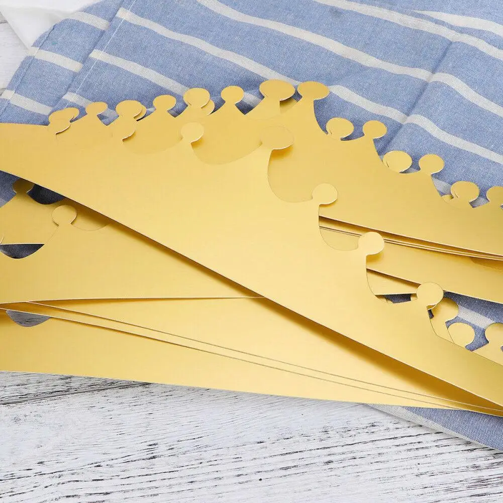 T 생일 파티용 생일 모자 용지, 골드 카드 크라운, 밝은 색상, 골드 골드 카드 용지, 19.5X19.5X11.5cm, 12 개