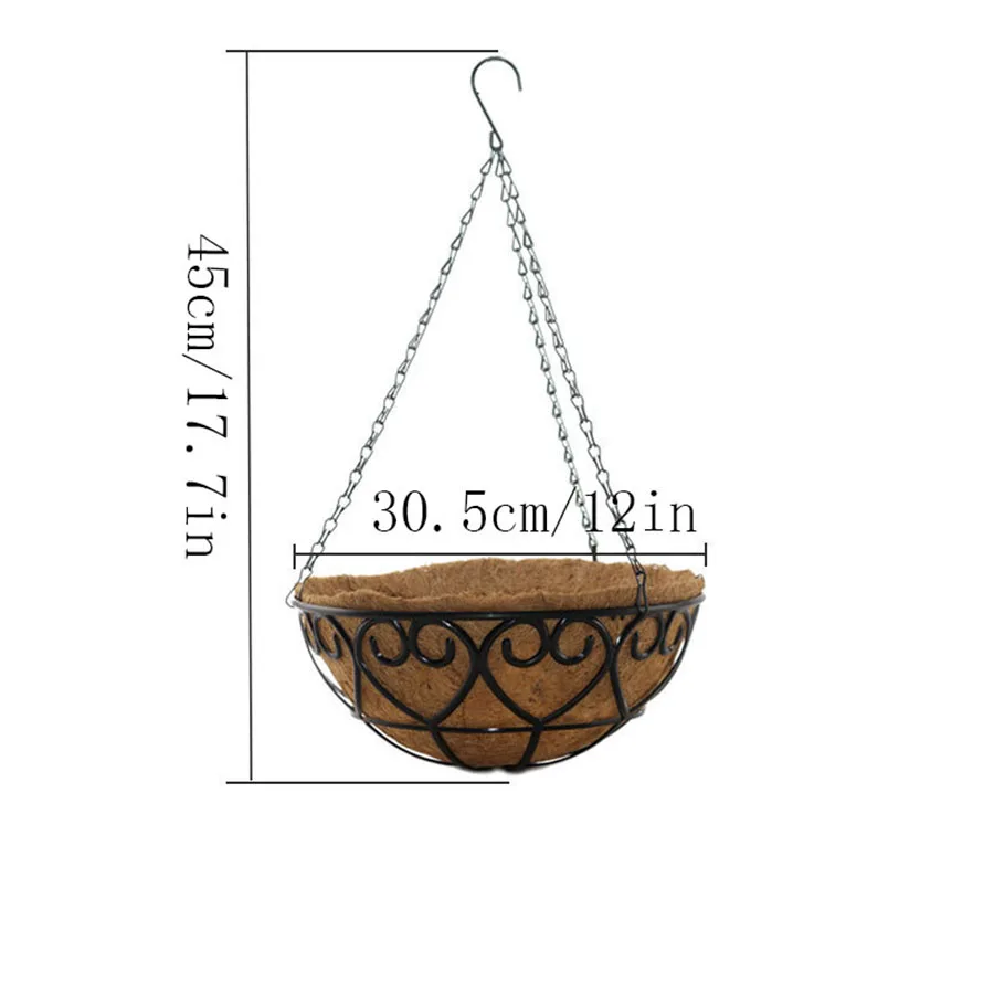 Coconut Brown Round Iron Chain Hanging Basket Flowerpot European Creative Fleshy Green Plant Chlorophytum Comosum Flowerpot