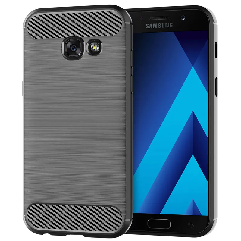 Matte Silicone Shockproof Carbon Fiber Soft Back Cover