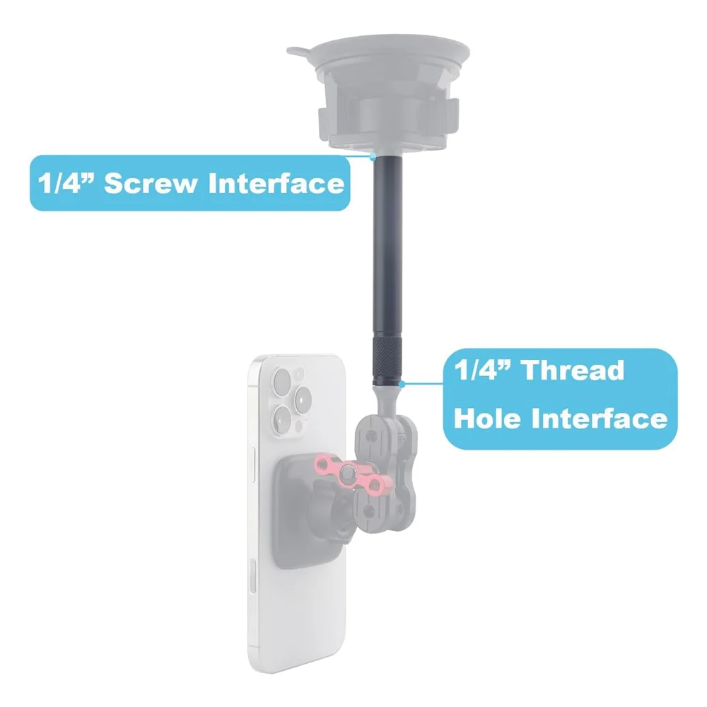 Aluminum Alloy 1/4" Thread Extension Mount Rod For GoPro Hero 13 12 11 10 9 Insta360 X3 X4 X5 DJI Osmo Action 5 PRO 4 3 2 Camera