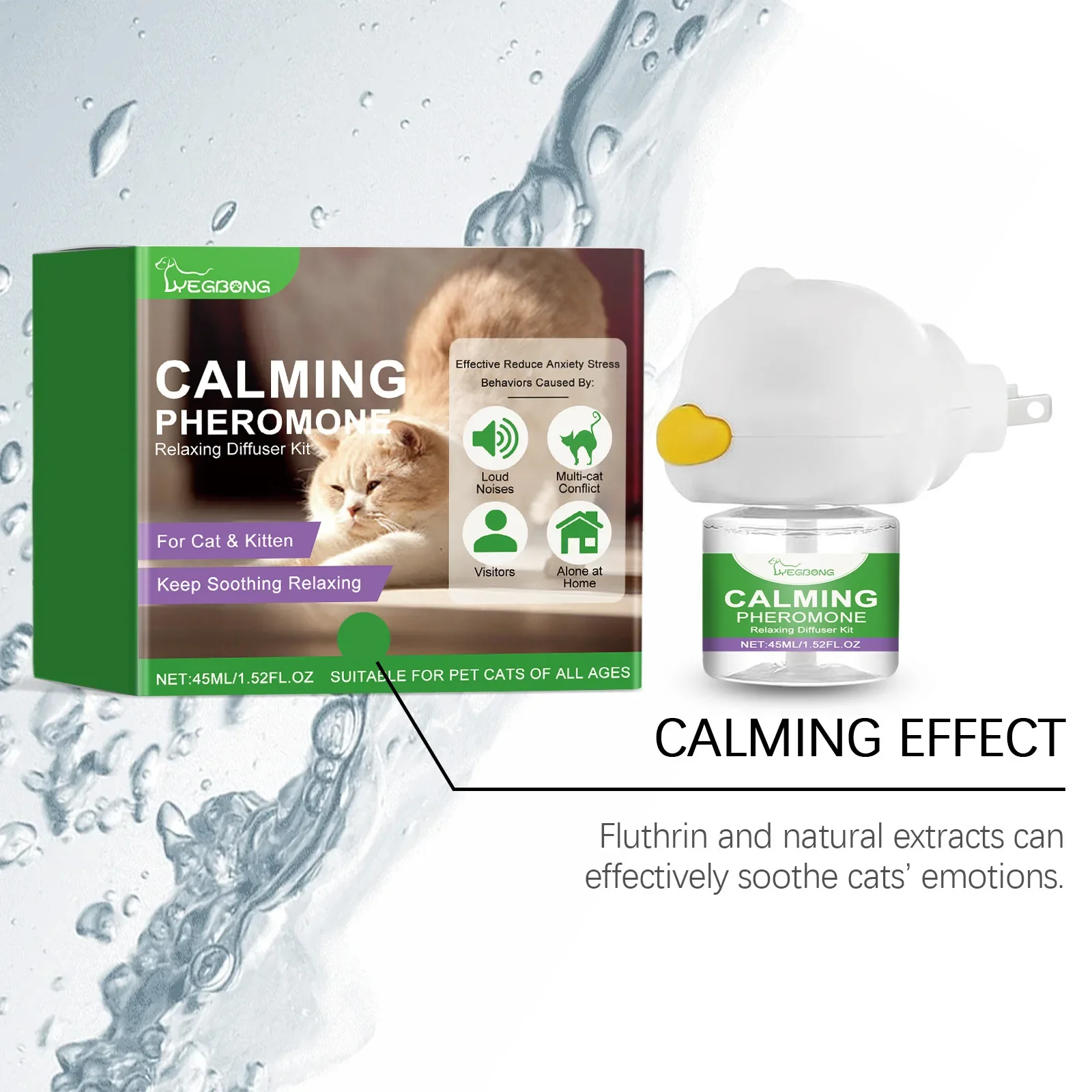 Cat Pheromone Calming Diffuser Anti Anxiety Stress Soothing Relaxing Gentle Ingredients Pets Pheromone Calming Diffuser 45ml